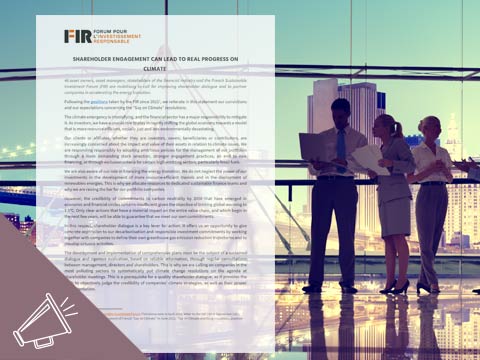 Ofi Invest Asset Management stands up within the FIR to improve shareholder dialogue in favor of Climate